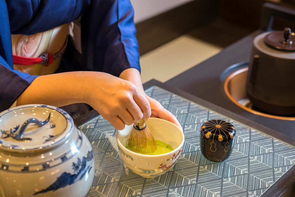 翠雲のロビーではお抹茶