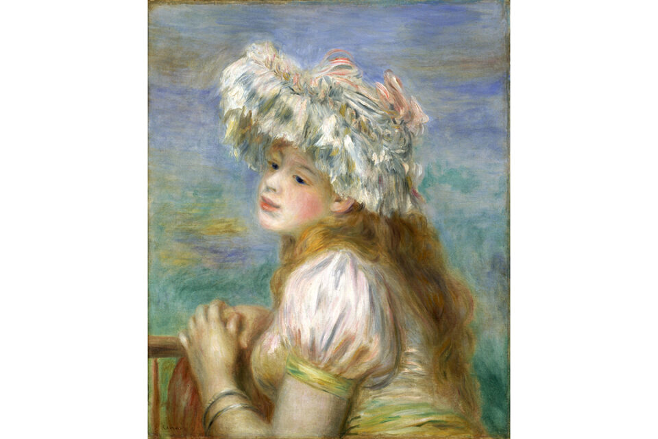 ピエール・オーギュスト・ルノワール 《レースの帽子の少女》 1891年　油彩/カンヴァス　55.1 x 46.0 cm　ポーラ美術館
