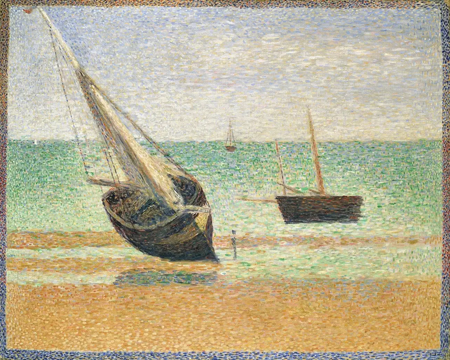 ジョルジュ・スーラ《グランカンの干潮》1885年、ポーラ美術館