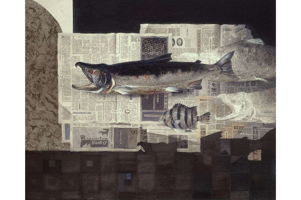 坂本 幸重 《鮭》 1993年 130.3 x 162.0cm　成川美術館蔵