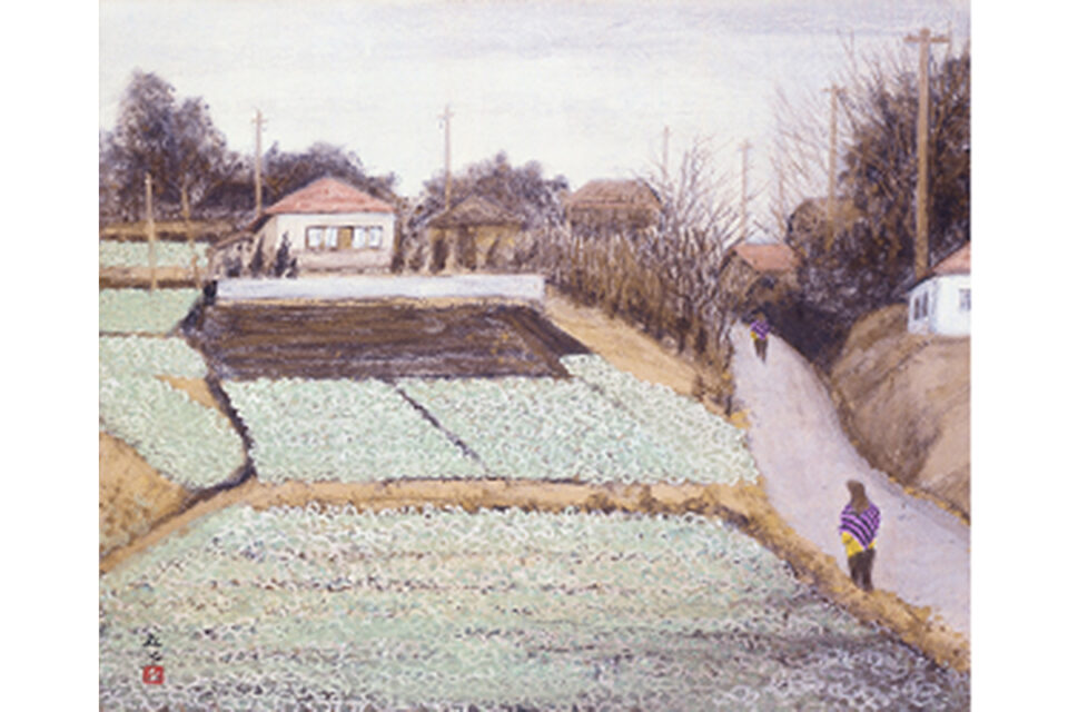 山本丘人 《坂のある景色》 1979年　53.5 × 65.0 cm　成川美術館蔵