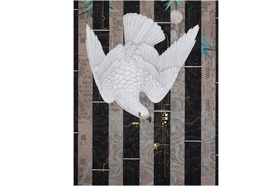 西嶋 豊彦 《半導体松竹梅図　竹》 2025年　90.9 × 72.7cm　成川美術館蔵